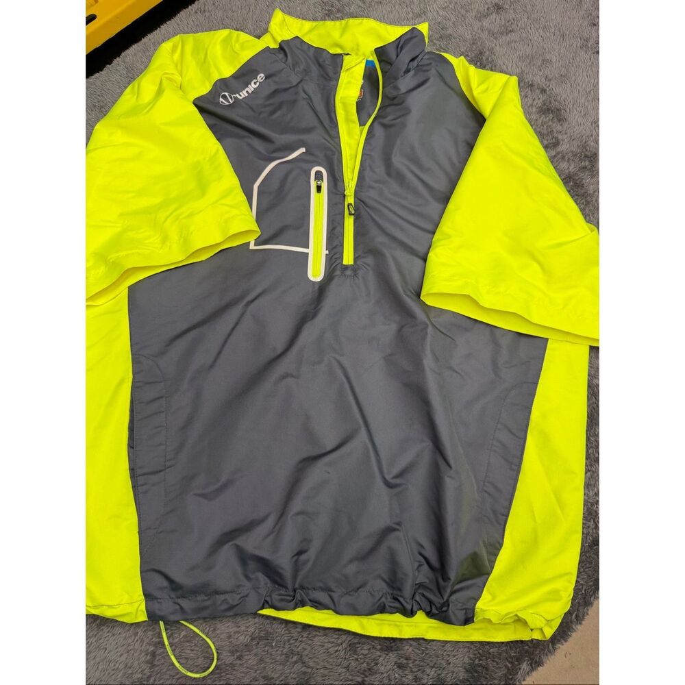 Sunice Windbreaker Short Sleeve Jacket Men’s XXL Neon Yellow Gray